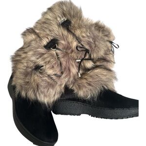 💯NWOT Women's Luxe OSCAR SPORTBlack and Tan Fur Winter Boots 🤩